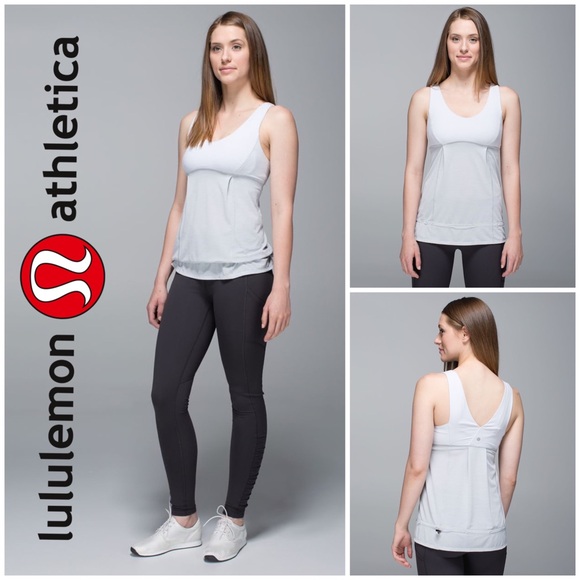 lululemon athletica Tops - Lululemon Athletica, Heathered Light Grey Silver Spoon Hustle & Bustle Tank Top